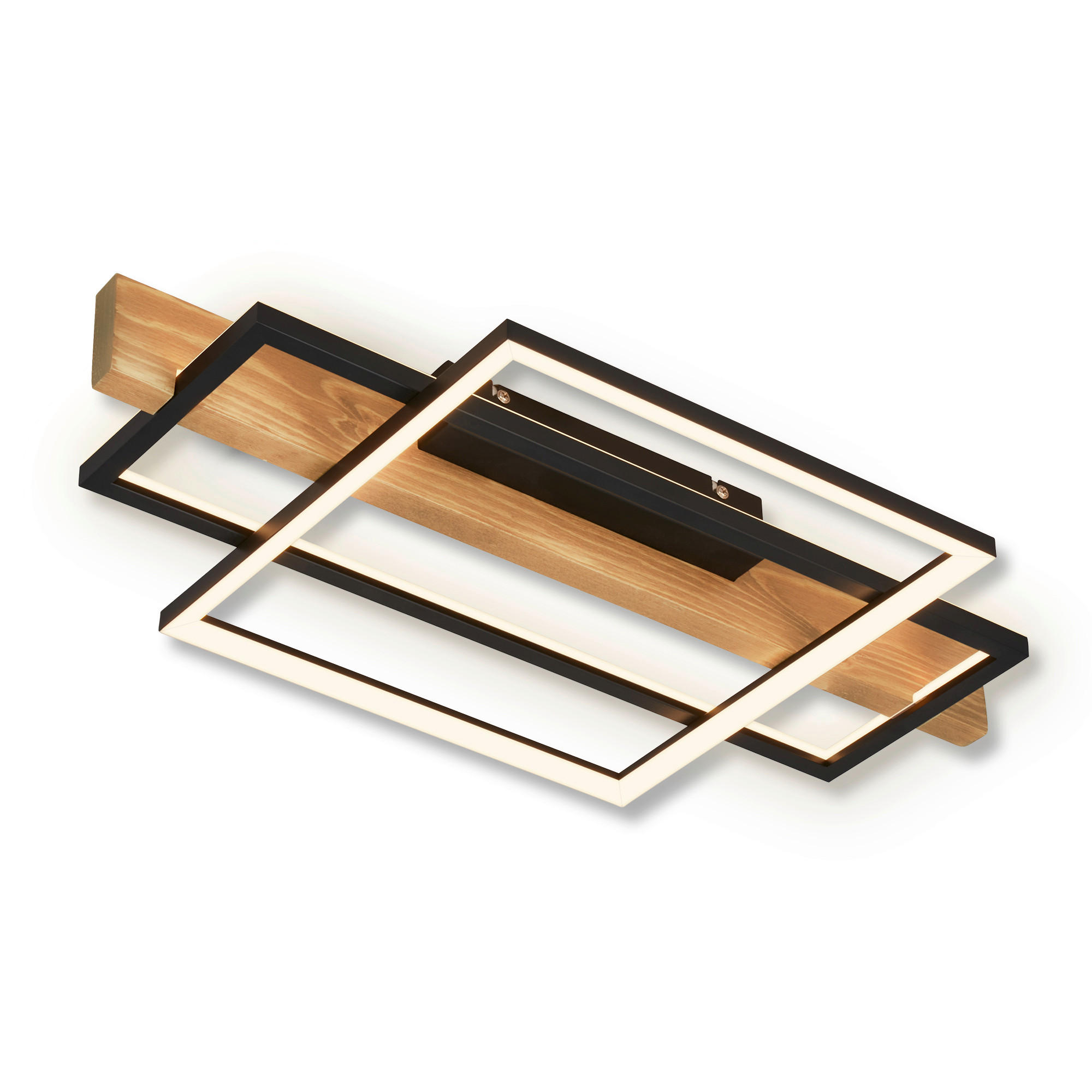 LED-DECKENLEUCHTE  55/30/8 cm    - Eichefarben/Schwarz, Natur, Holz/Metall (55/30/8cm) - Briloner