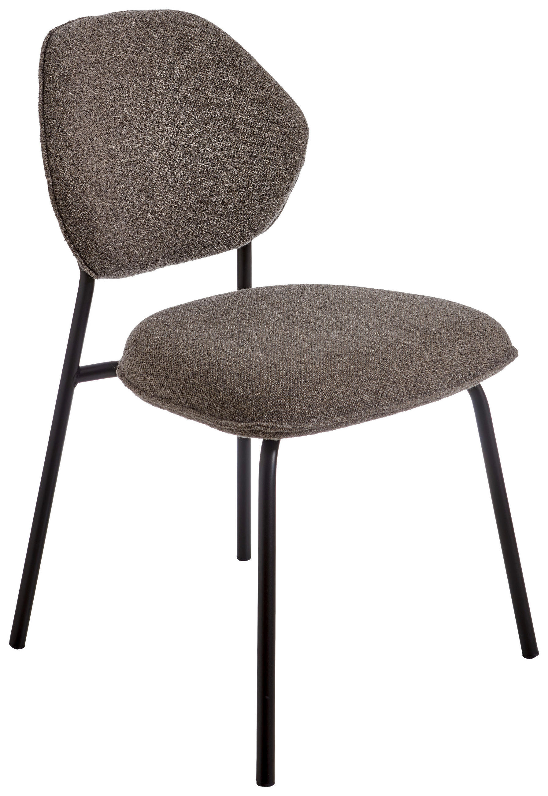 STUHL  Stoffauswahl, stapelbar Bouclé  - Schwarz/Braun, Basics, Textil/Metall (51/85/63cm) - Celina Home