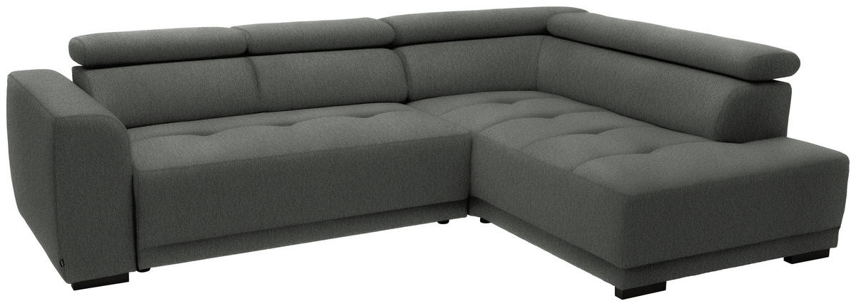 ECKSOFA in Struktur Grau  - Schwarz/Grau, Design, Kunststoff/Textil (284/205cm) - MID.YOU