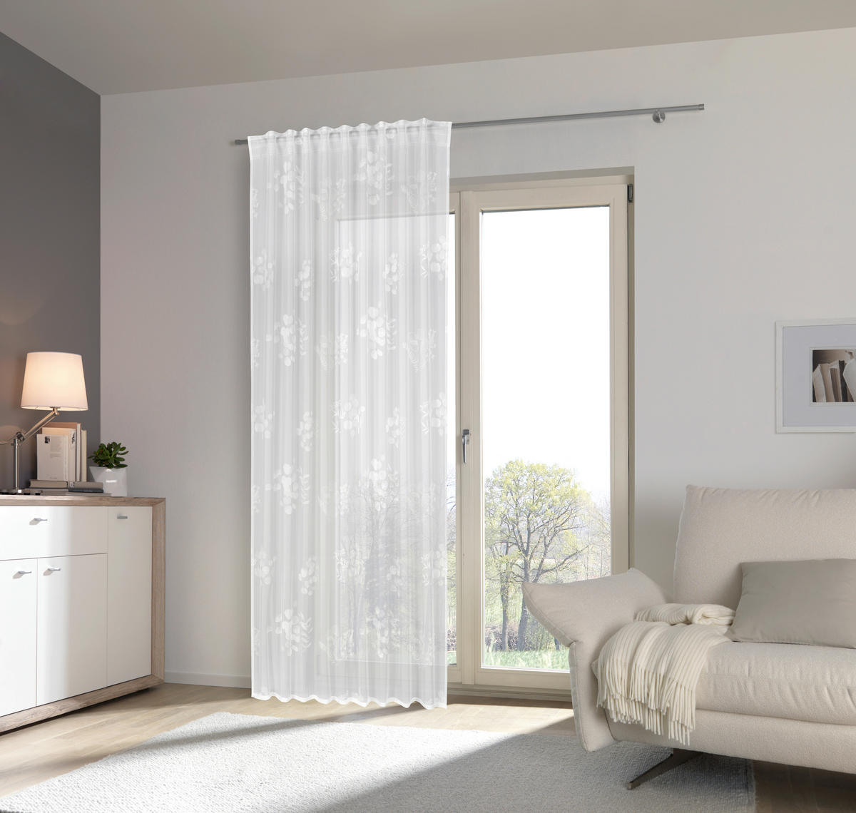 HOTOVÝ ZÁVĚS, poloprůhledné, 140/245 cm - bílá, Basics, textil (140/245cm) - Esposa