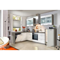 KÜCHENLEERBLOCK  185/305 cm  in Weiß, Eiche grau  - Edelstahlfarben/Eiche grau, KONVENTIONELL, Holzwerkstoff/Metall (185/305cm) - Express