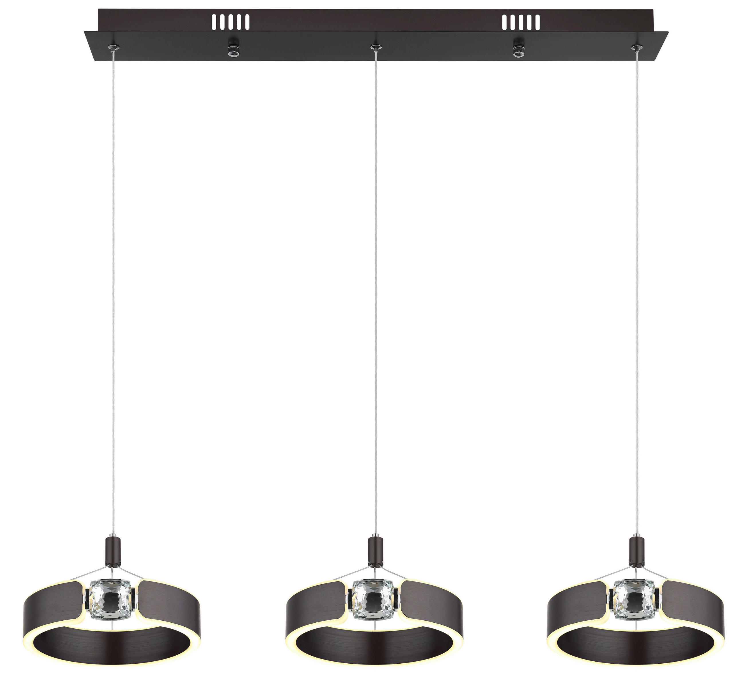 ZÁVĚSNÉ LED SVÍTIDLO, 86/22/125 cm - bronzová/čiré, Design, kov/plast (86/22/125cm) - Globo