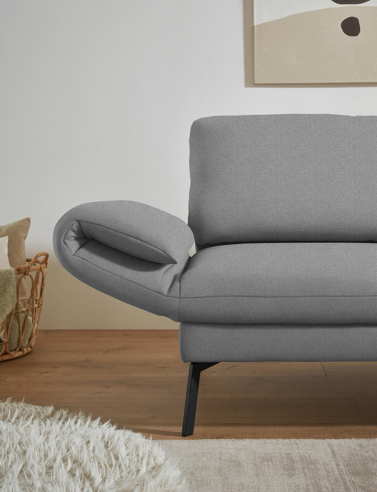 ECKSOFA  in Flachgewebe Hellgrau  255-365/175-224 cm  - Hellgrau/Schwarz, Design, Textil/Metall (255-365/175-224cm) - Dieter Knoll