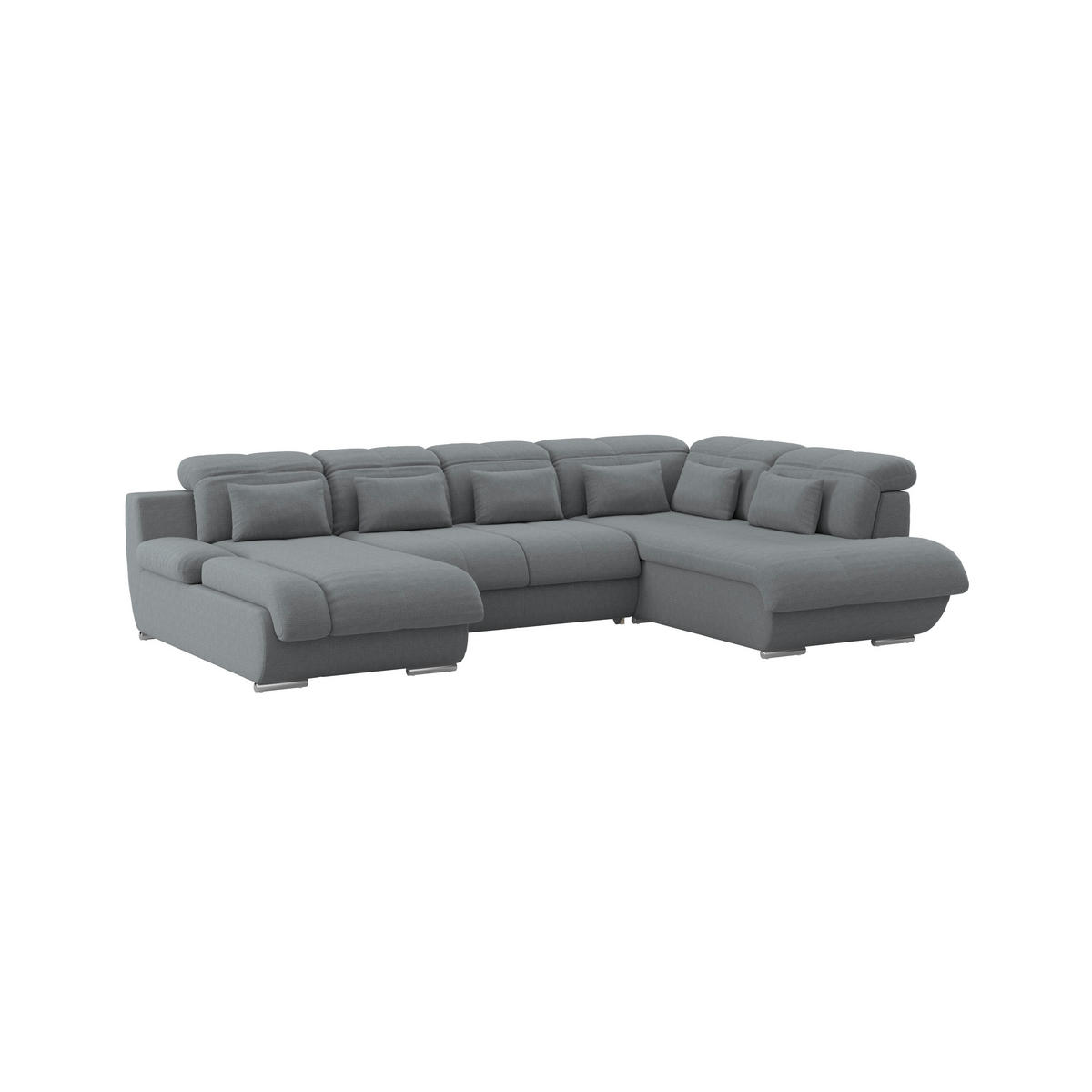 WOHNLANDSCHAFT MULTI Anthrazit Chenille  - Chromfarben/Anthrazit, MODERN, Textil/Metall (184/345/228cm) - Livetastic