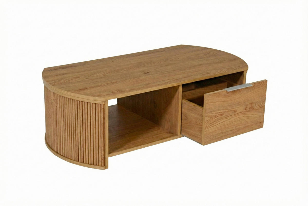 COUCHTISCH Eichefarben  - Eichefarben/Alufarben, KONVENTIONELL, Holzwerkstoff/Metall (110/55/35,5cm) - MID.YOU