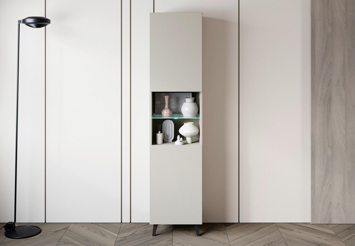 VITRINE  in Kaschmir  - Kaschmir/Schwarz, Design, Glas/Holzwerkstoff (40/170/31,5cm) - P & B