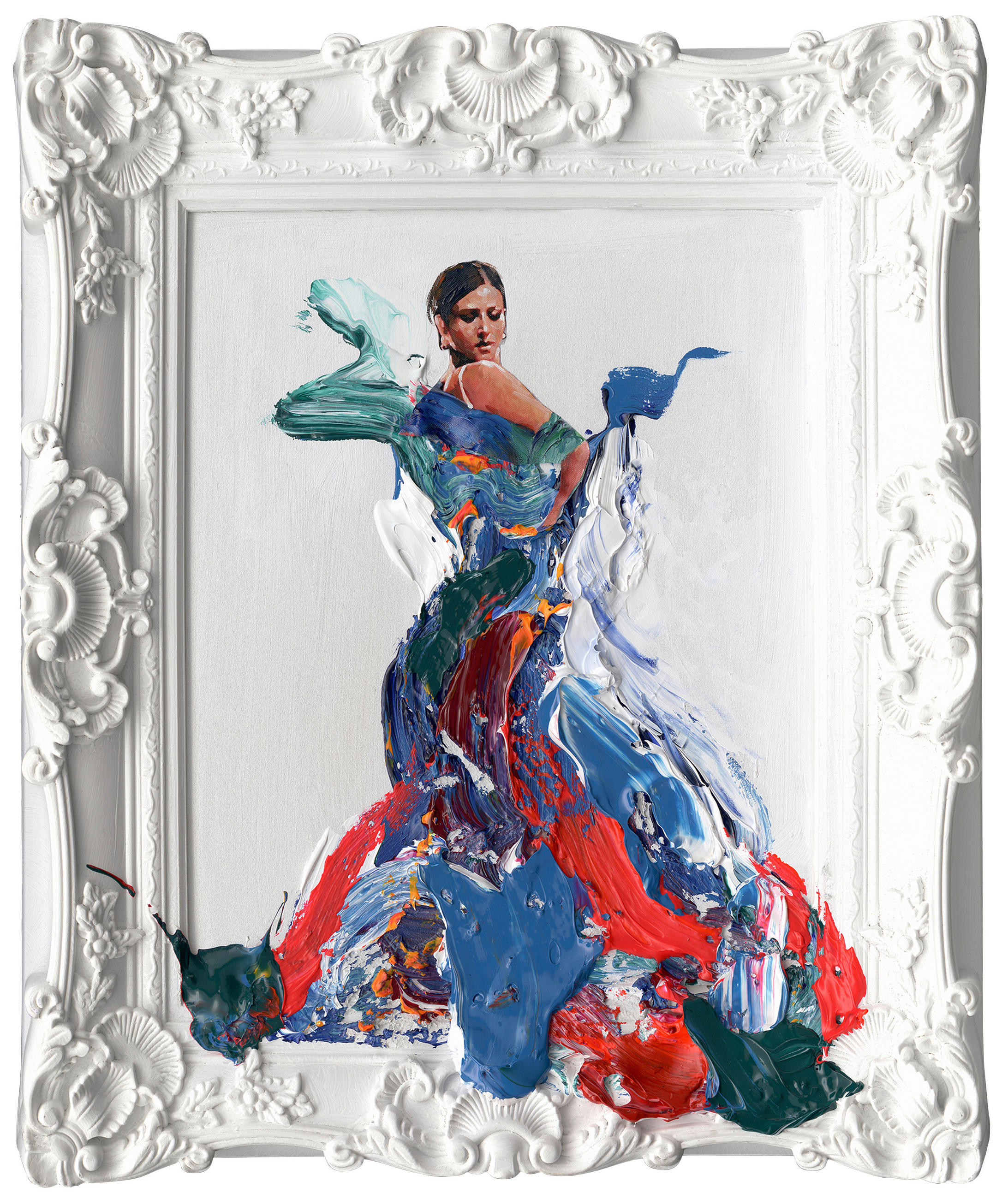 ÖLGEMÄLDE 60/70 cm  - Blau/Rot, Trend, Papier/Kunststoff (60/70cm) - Monee
