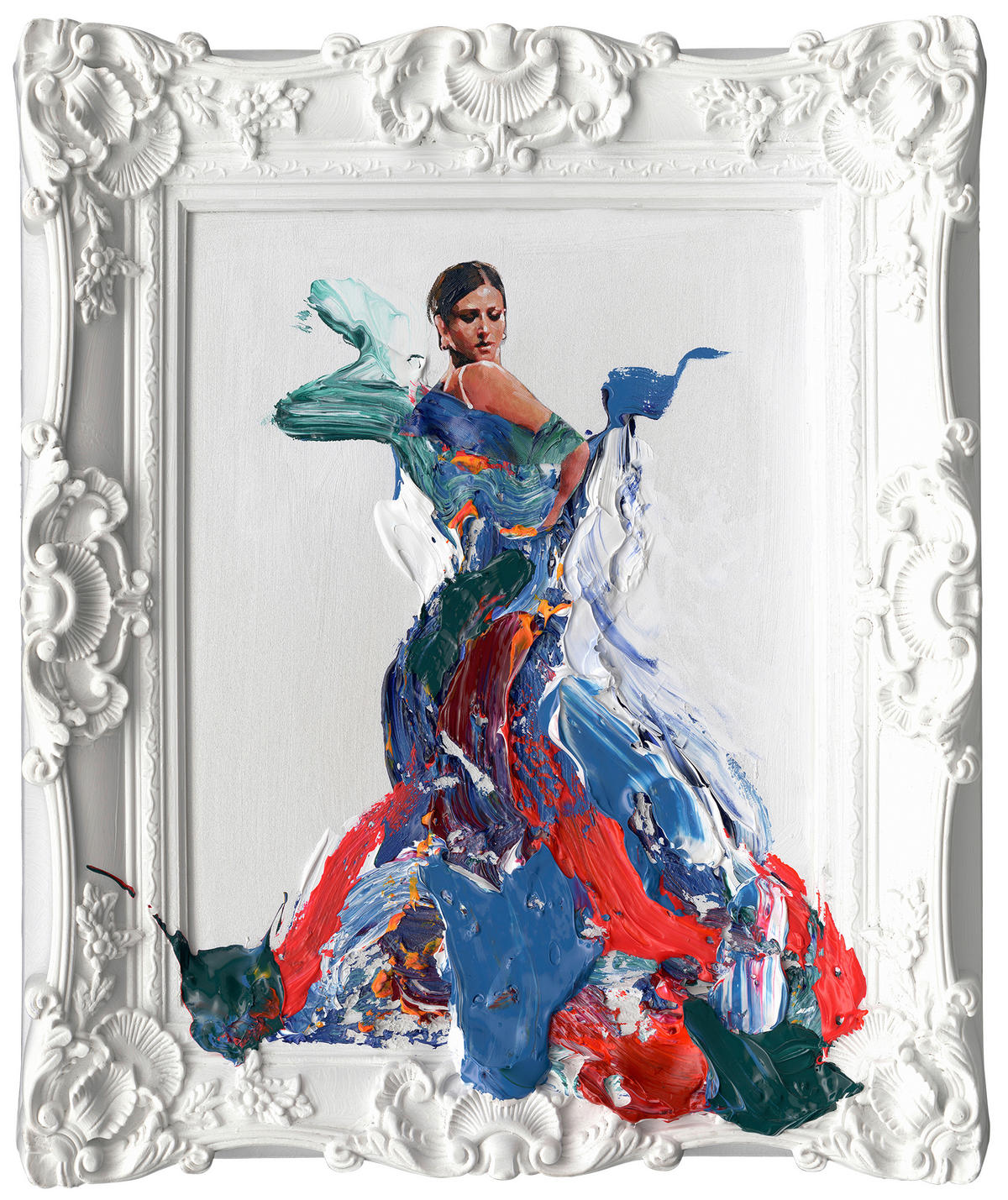 ÖLGEMÄLDE 60/70 cm  - Blau/Rot, Trend, Papier/Kunststoff (60/70cm) - Monee