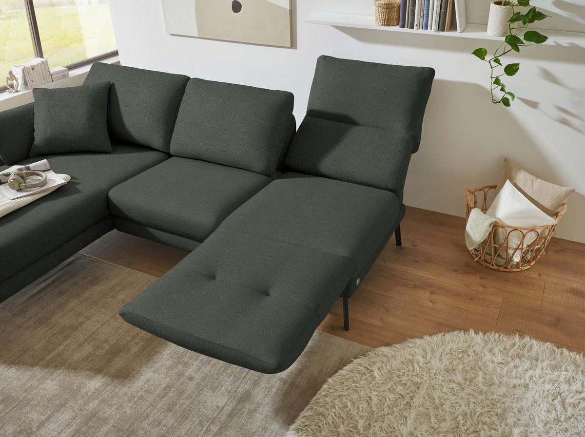 ECKSOFA  in Flachgewebe Grün  175-224/255-365 cm  - Schwarz/Grün, Design, Textil/Metall (175-224/255-365cm) - Dieter Knoll