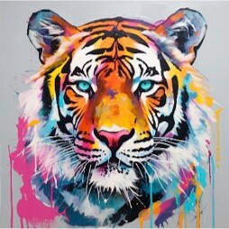 Euroart Metallbild Coloured Tiger I Mehrfarbig 50x50x2 cm