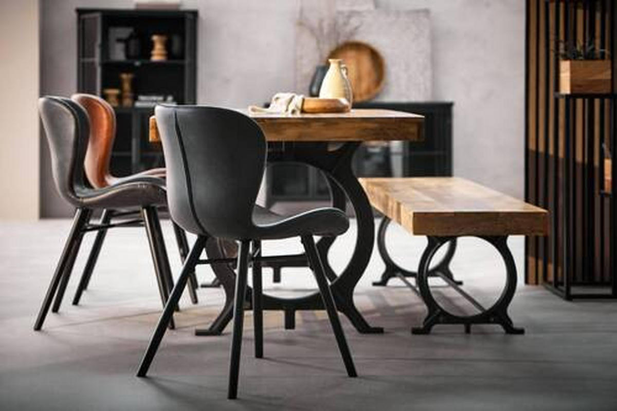 STUHL  in Lederlook  - Schwarz, Lifestyle, Holz/Textil (47/82,5/56cm) - Ambia Home