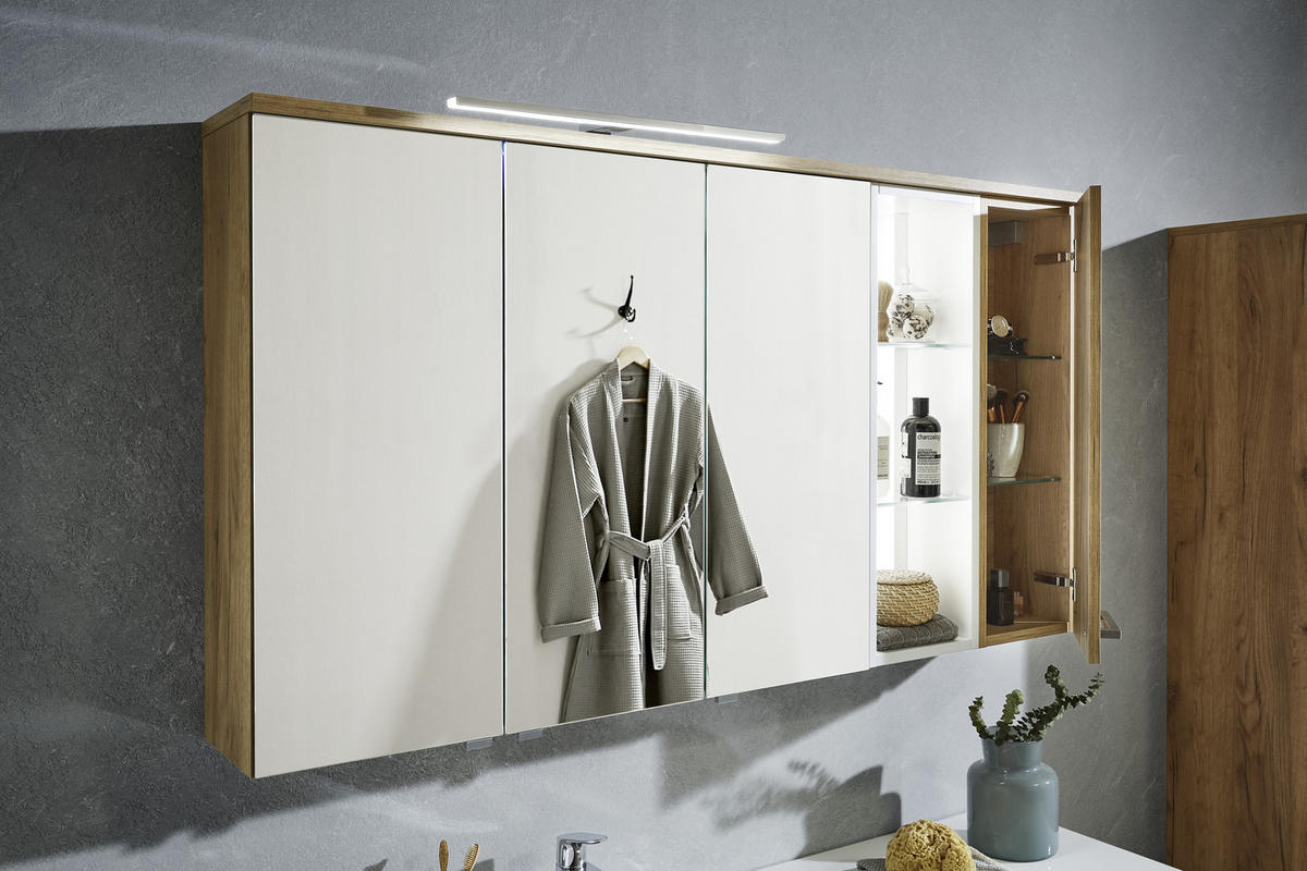 BADEZIMMER  in 145 cm  - Eichefarben/Weiß, Basics, Glas/Holzwerkstoff (145cm) - Dieter Knoll