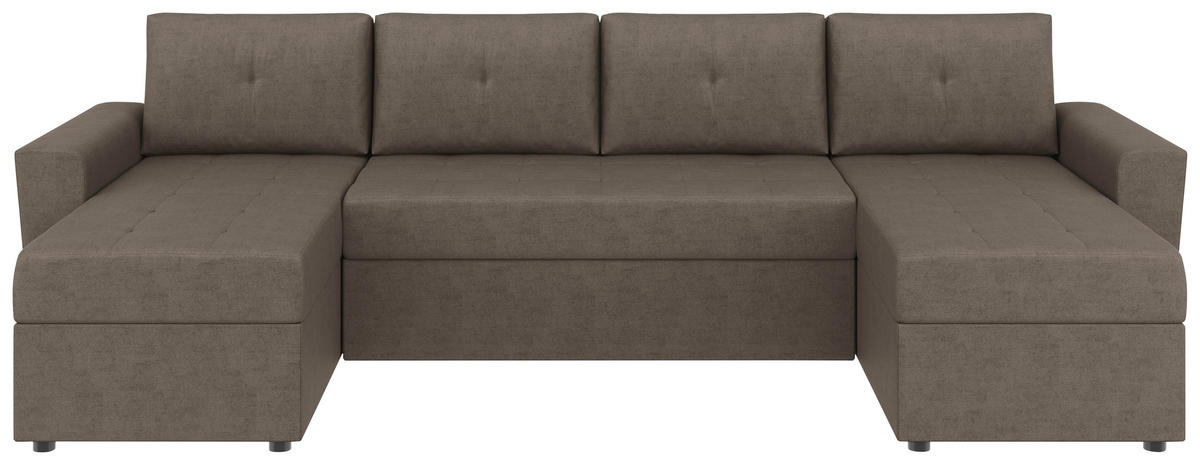 WOHNLANDSCHAFT TERMOLI Taupe Jacquard  - Taupe/Schwarz, Design, Kunststoff/Textil (155/296/155cm) - MID.YOU