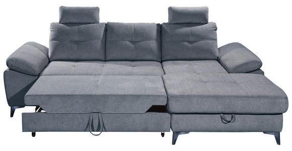 ECKSOFA Blau Mikrovelours  - Chromfarben/Blau, KONVENTIONELL, Kunststoff/Textil (270/170cm) - Carryhome