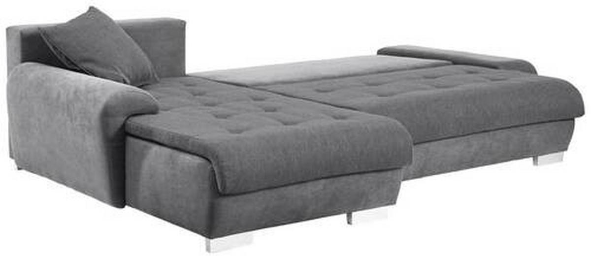 ECKSOFA Grau, Dunkelgrau Webstoff, Flachgewebe  - Dunkelgrau/Alufarben, Design, Kunststoff/Textil (198/278cm) - Carryhome