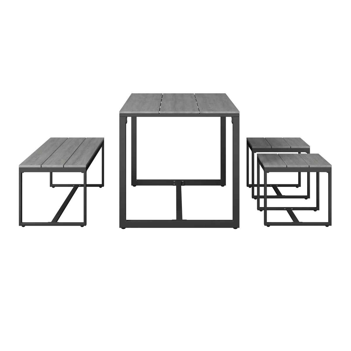 KERTI BÚTORSZETT 4 részes  - sötétszürke/szürke, Modern, műanyag/fém - Ambia Garden