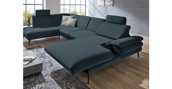 WOHNLANDSCHAFT in Webstoff Dunkelblau - Schwarz/Dunkelblau, Design, Textil/Metall (208/344/180cm) - Dieter Knoll
