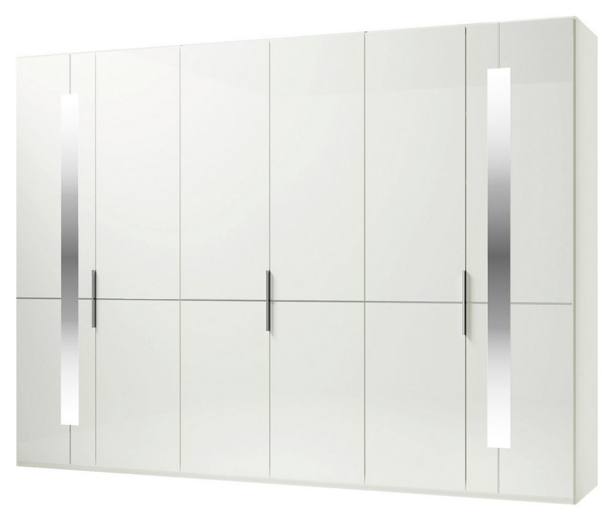 DREHTÜRENSCHRANK 296/236/58 cm 6-türig Weiß  - Chromfarben/Weiß, Design, Glas/Holzwerkstoff (296/236/58cm) - Musterring