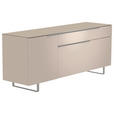 LOWBOARD Alufarben, Sandfarben  160/66/45 cm  - Sandfarben/Alufarben, Design, Glas/Holzwerkstoff (160/66/45cm) - Moderano