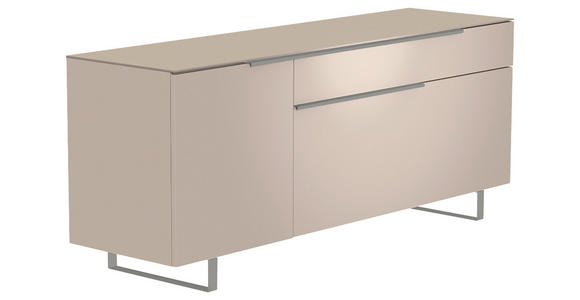 LOWBOARD Alufarben, Sandfarben  160/66/45 cm  - Sandfarben/Alufarben, Design, Glas/Holzwerkstoff (160/66/45cm) - Moderano