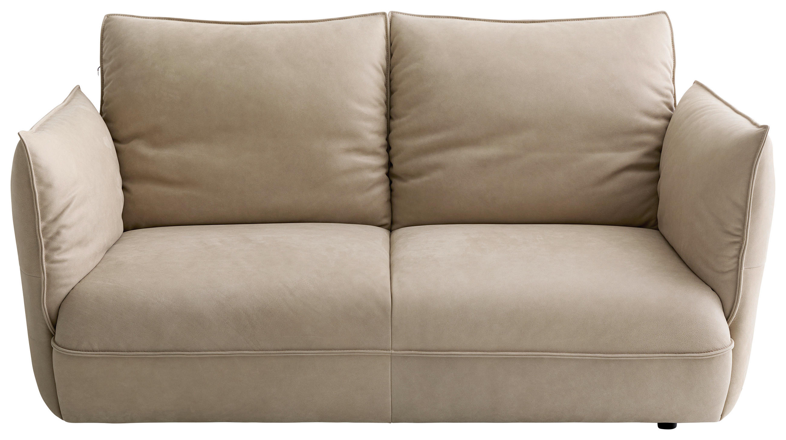 2,5-SITZER Beige Echtleder  - Beige/Schwarz, Design, Leder/Kunststoff (190/74-99/87-117cm) - Koinor