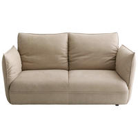 2,5-SITZER Beige Echtleder  - Beige/Schwarz, Design, Leder/Kunststoff (190/74-99/87-117cm) - Koinor