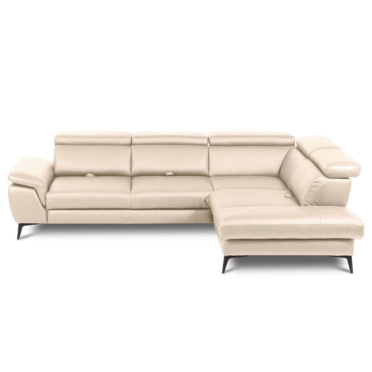 ECKSOFA  in Lederlook Echtleder Grau  274/220 cm  - Schwarz/Grau, Design, Leder/Textil (274/220cm) - Livetastic