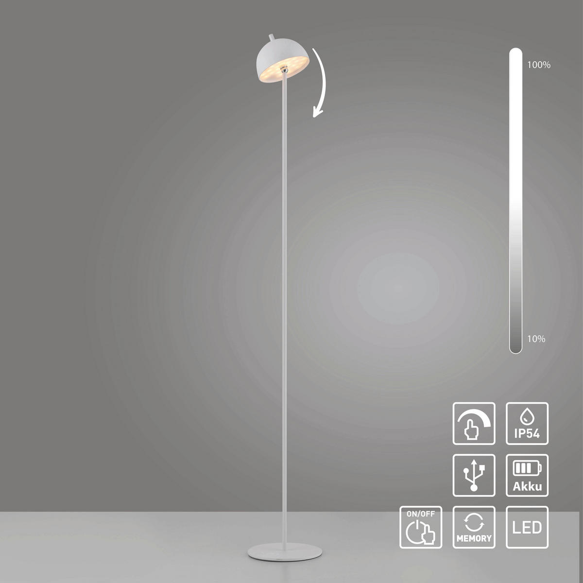 AKKU-STEHLEUCHTE 18/18/126 cm    - Weiß, Design, Kunststoff/Metall (18/18/126cm) - Schöner Wohnen