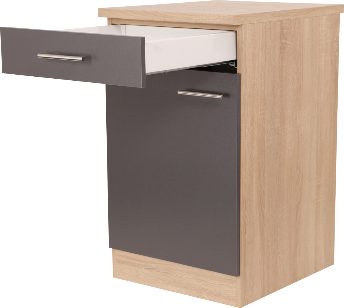 KÜCHENUNTERSCHRANK 50/84,8/60 cm  in Grau, Eichefarben  - Eichefarben/Silberfarben, Basics, Holzwerkstoff/Metall (50/84,8/60cm) - Respekta