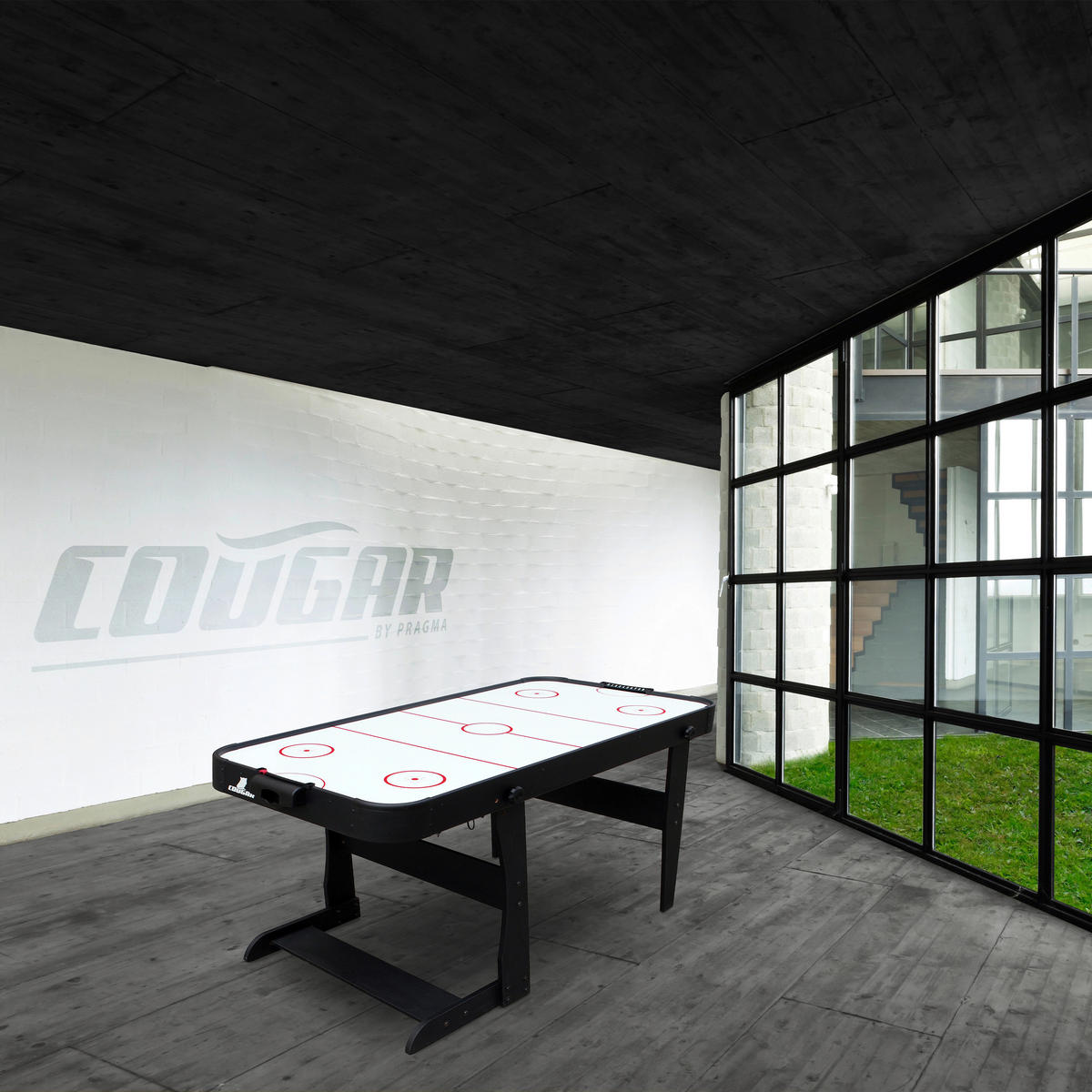 ICING FOLDING AIRHOCKEY TABLE - Schwarz, KONVENTIONELL, Holz (73/79/152cm) - Ambia Garden