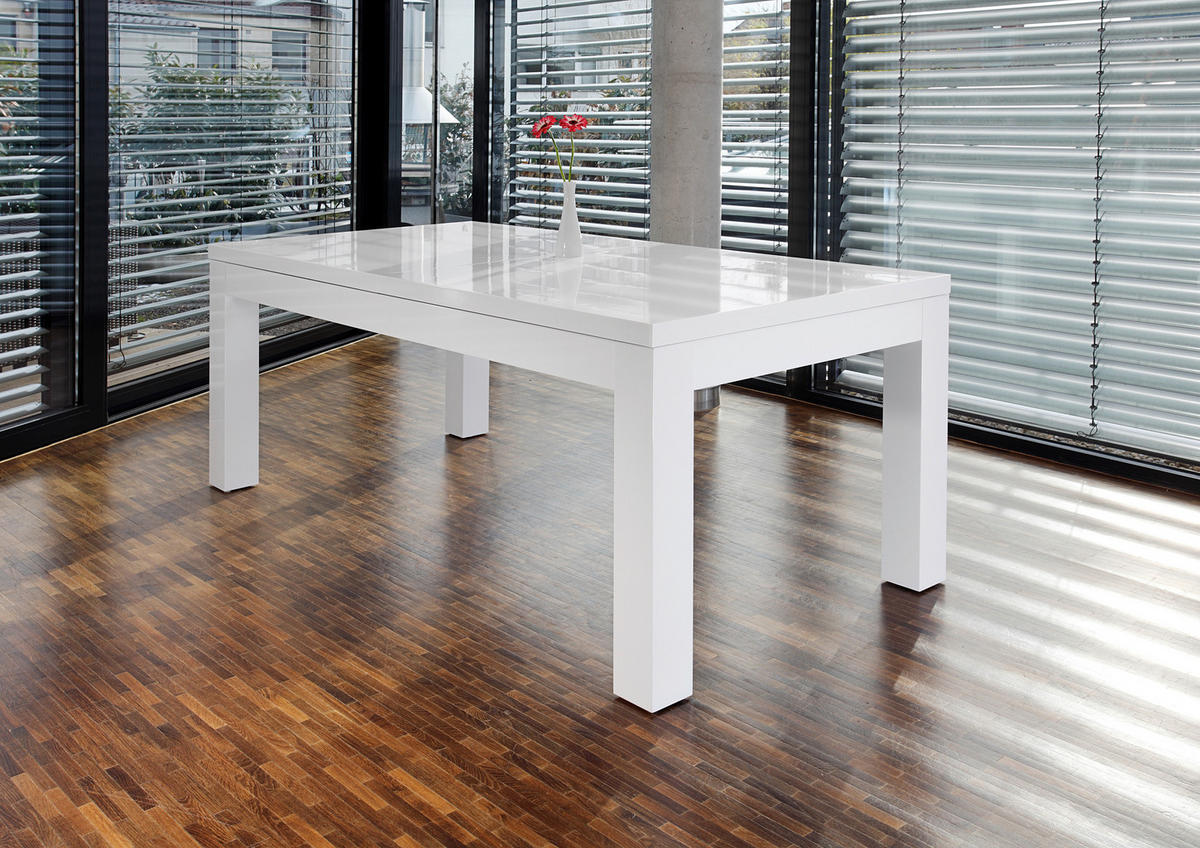 ESSTISCH Weiß Hochglanz rechteckig  ausziehbar, in verschiedenen Größen erhältlich  - Weiß Hochglanz, MODERN, Holzwerkstoff (180-260/90/75cm) - Livetastic