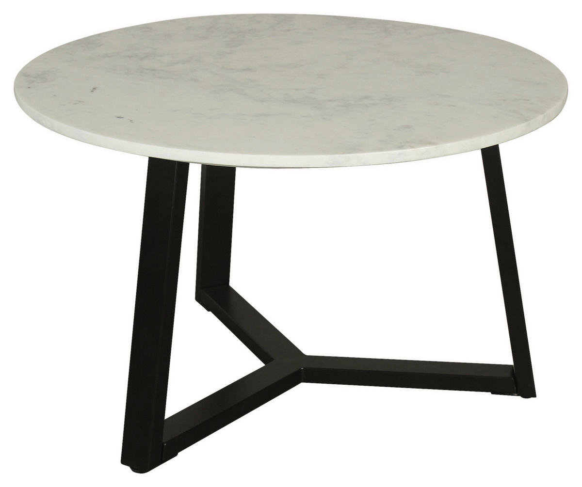 COUCHTISCH rund Schwarz, Weiß  - Schwarz/Weiß, Design, Stein/Metall (75/46/75cm) - MID.YOU