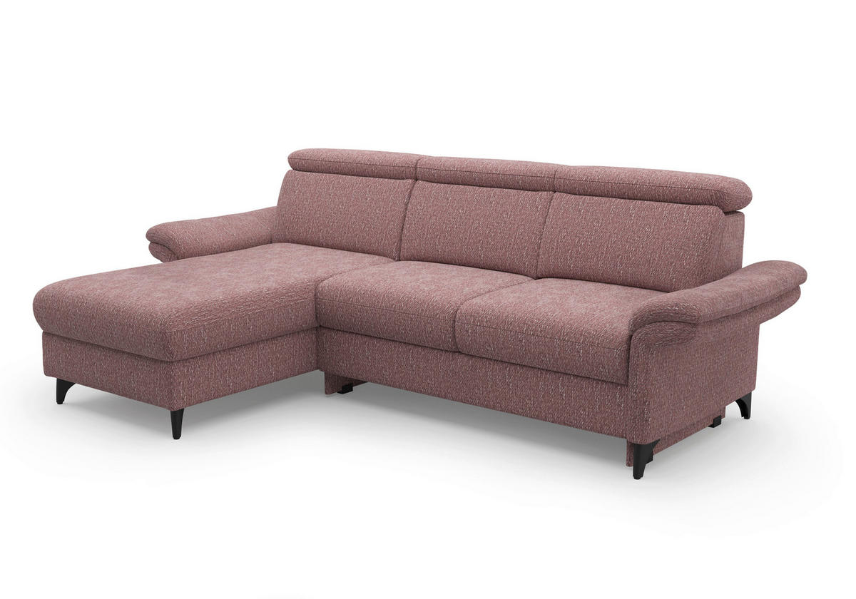 ECKSOFA GLENDALE E in Chenille Aubergine  166/253 cm  - Aubergine/Schwarz, KONVENTIONELL, Textil/Metall (166/253cm) - Sit & More