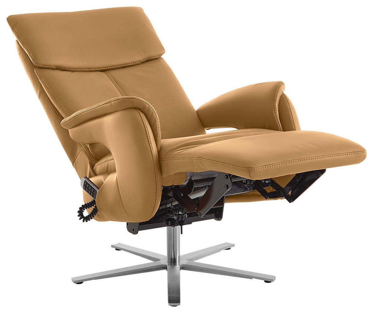 RELAXSESSEL in Leder Currygelb  - Currygelb/Edelstahlfarben, Design, Leder/Metall (70/124/85cm) - Cantus
