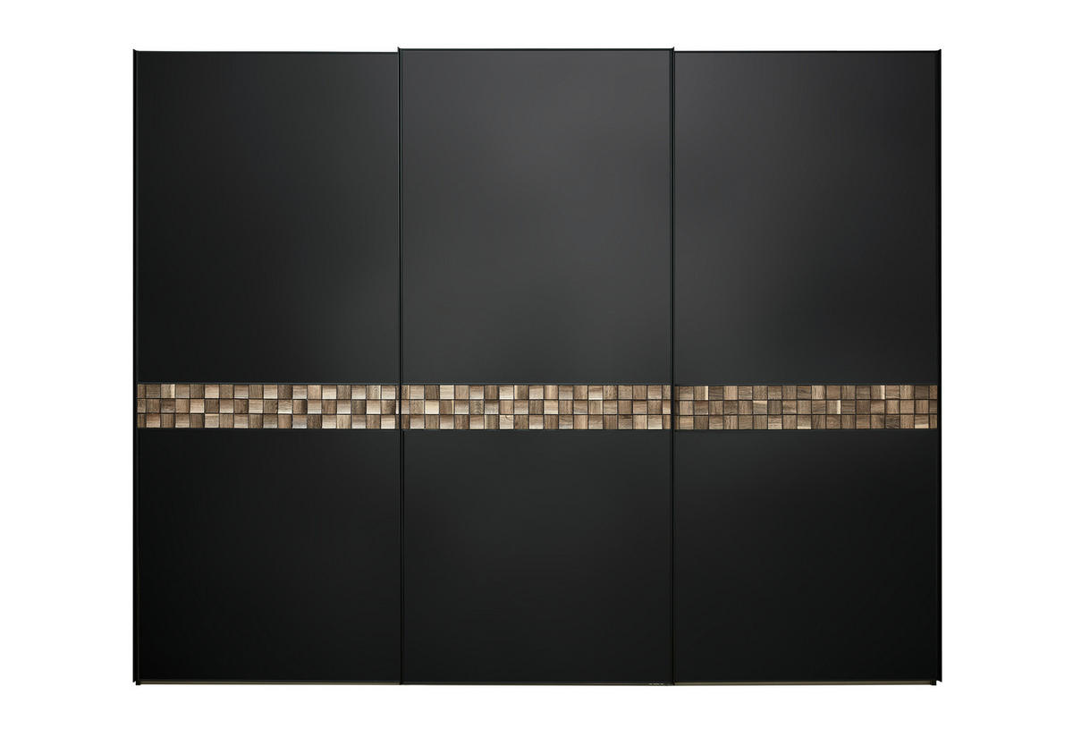 SCHWEBETÜRENSCHRANK in Anthrazit, Schwarz, Eiche dunkel  - Eiche dunkel/Anthrazit, Design, Glas/Holz (280/222/68cm) - Dieter Knoll