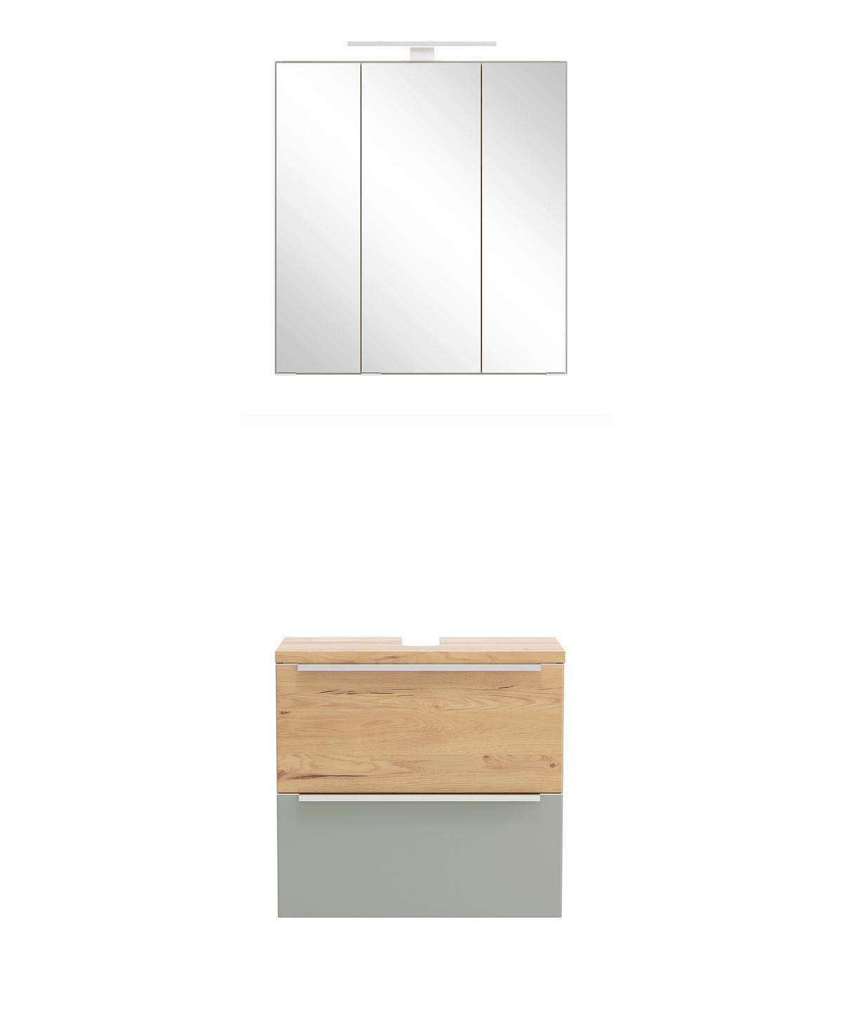 BADEZIMMER 2-teilig  in 60 cm  - Schilfgrün/Wildeiche, Trend, Glas/Holzwerkstoff (60cm) - Held