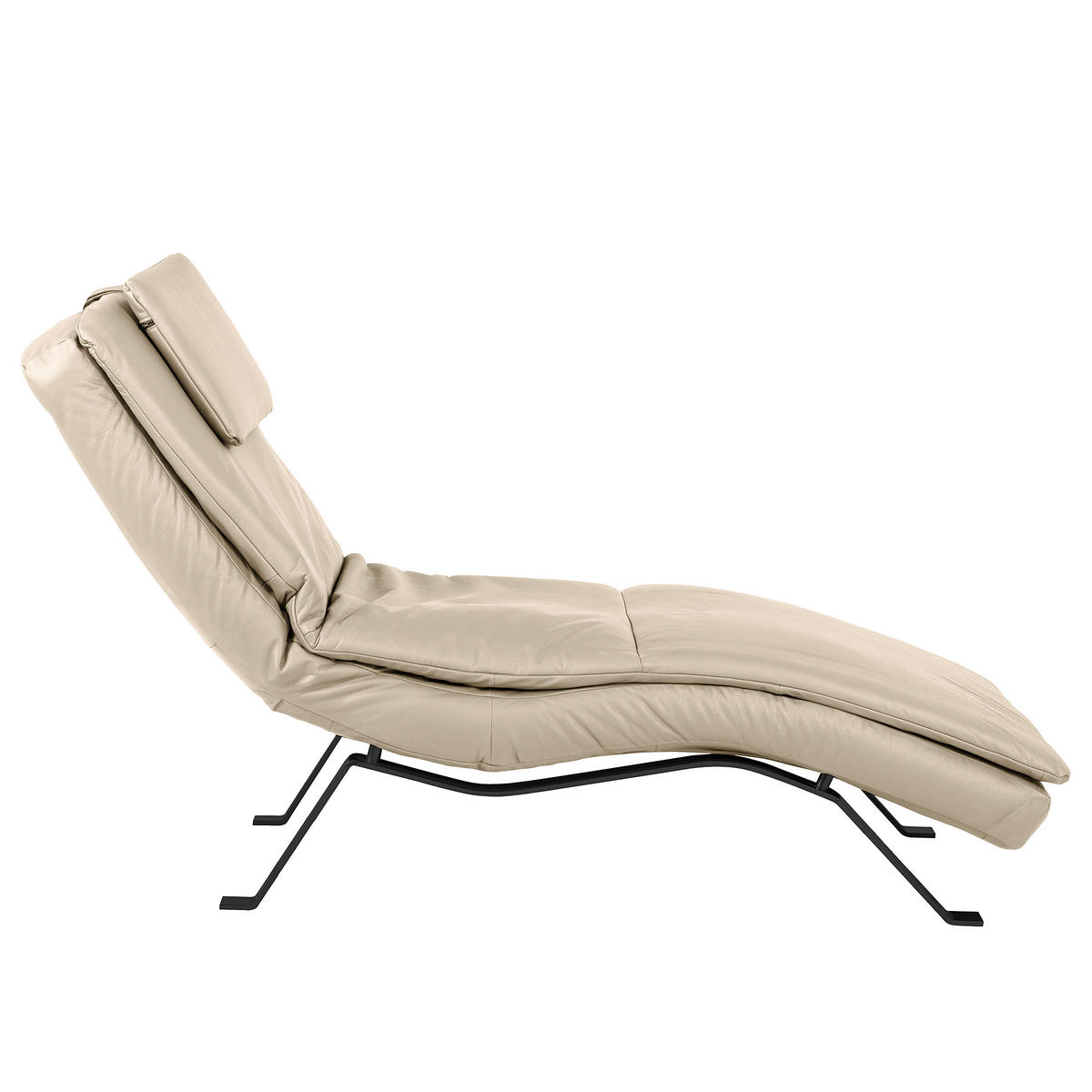 RELAXLIEGE Echtleder Grau  - Schwarz/Grau, Design, Leder/Metall (65/95/171cm) - Celina Home