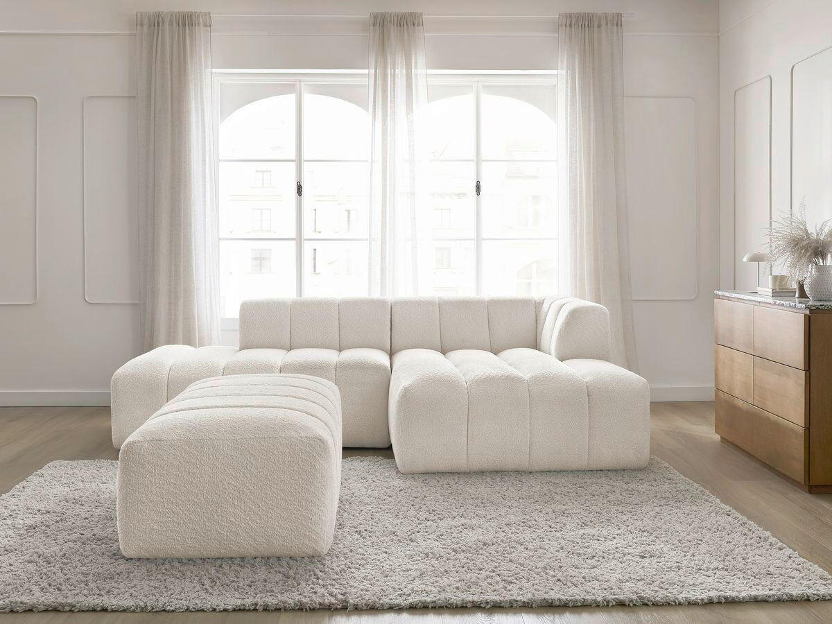ECKSOFA  ANNECY Weiß Bouclé  - Schwarz/Weiß, MODERN, Kunststoff/Textil (262/170cm)