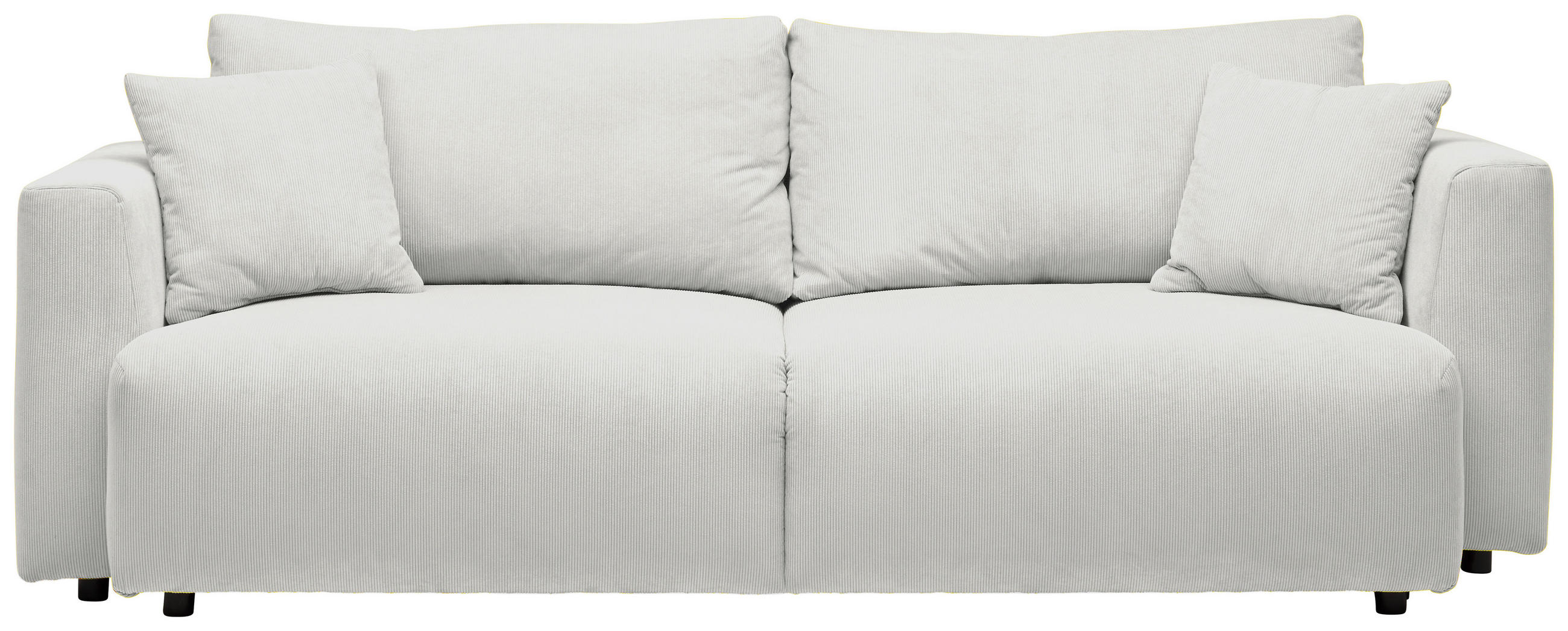 SCHLAFSOFA  mit Stoffauswahl, Schlafen auf Sitzhöhe, Rücken echt Cord Naturfarben  - Schwarz/Naturfarben, Design, Kunststoff/Textil (250/92/105cm) - Carryhome