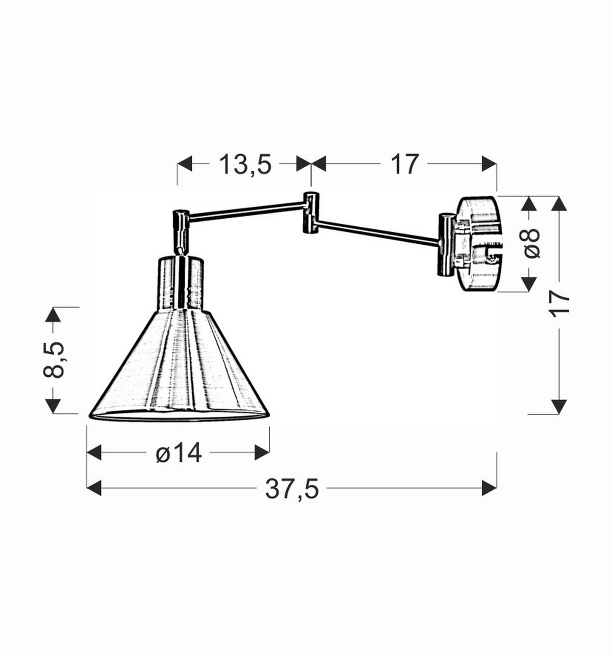WANDLEUCHTE 37.5/14/17 cm   - Basics, Metall (37.5/14/17cm)