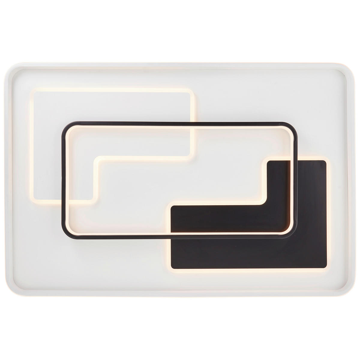 LED-DECKENLEUCHTE Barden 90/60/7 cm   - Schwarz/Weiß, Design, Kunststoff/Metall (90/60/7cm) - Brilliant