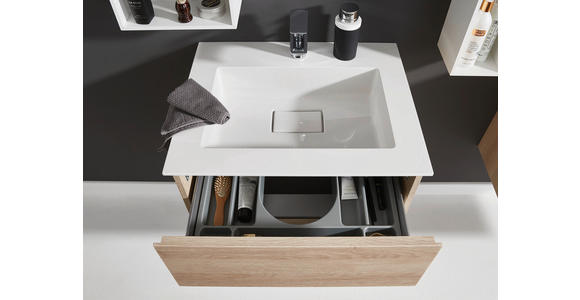 BADEZIMMER  in 61,2 cm  - Eiche Bianco/Weiß, Design, Holzwerkstoff/Stein (61,2cm) - Dieter Knoll