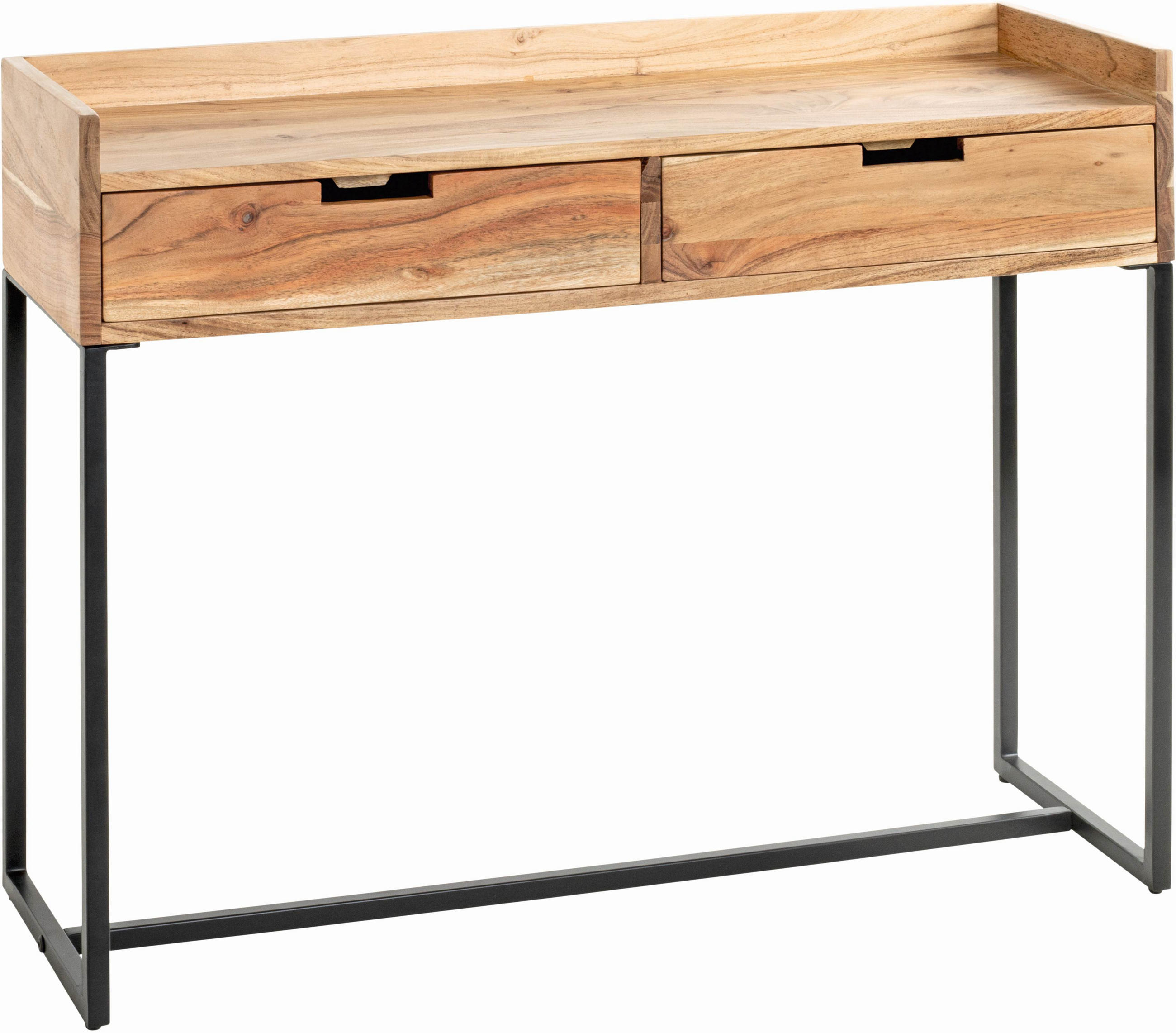 KONSOLENTISCH in Holz, Metall 100/35/80 cm    - Schwarz/Akaziefarben, KONVENTIONELL, Holz/Metall (100/35/80cm)