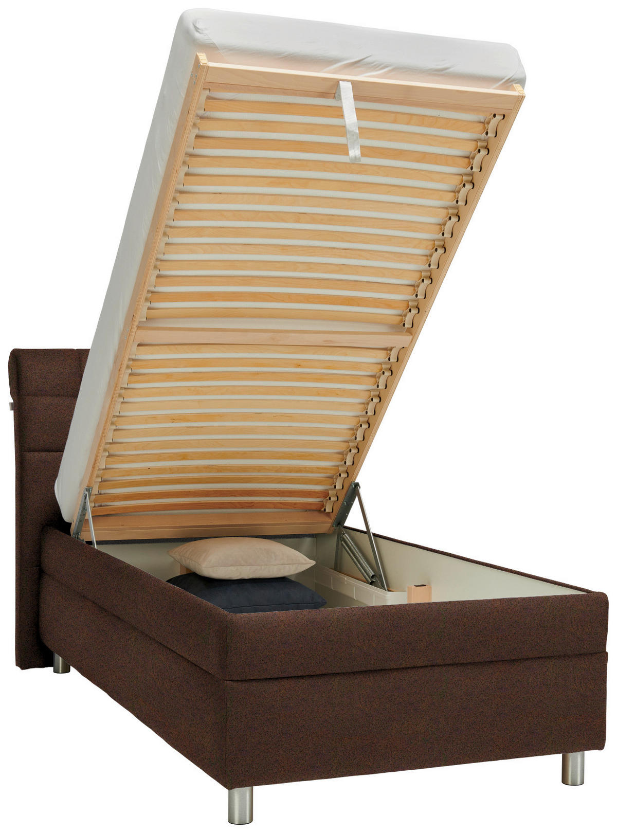 POLSTERBETT 100/200 cm  in Braun  - Weiss/Silberfarben, Konventionell, Holz/Textil (100/200cm) - Esposa