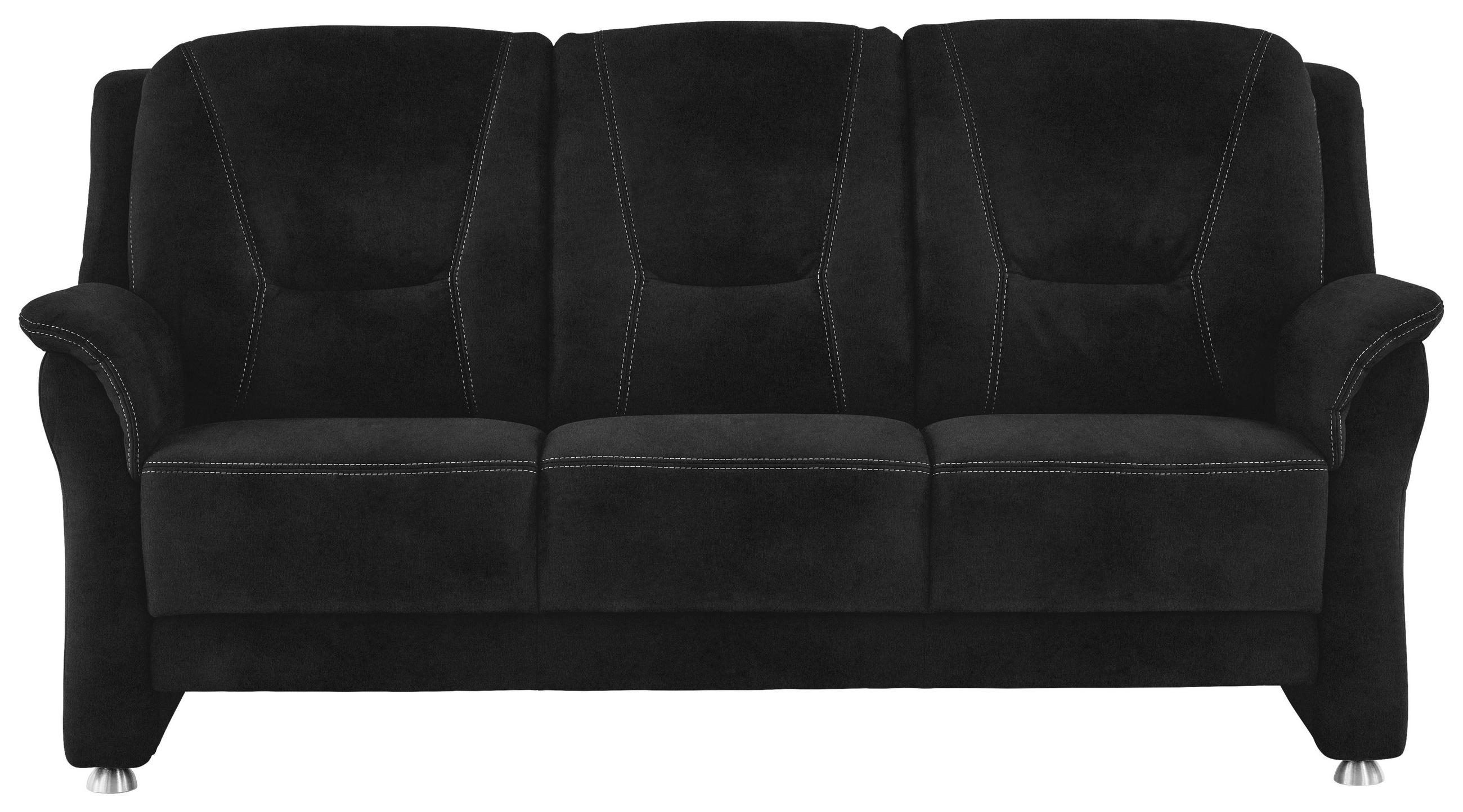 3-SITZER-SOFA in Mikrofaser Schwarz  - Beige/Alufarben, KONVENTIONELL, Textil/Metall (198/100/89cm) - Beldomo Comfort