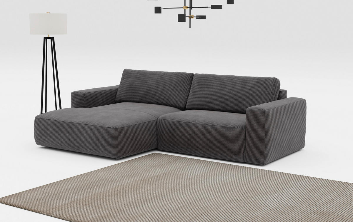 ECKSOFA Anthrazit Mikrofaser  - Anthrazit/Schwarz, MODERN, Kunststoff/Textil (175/283cm) - MID.YOU