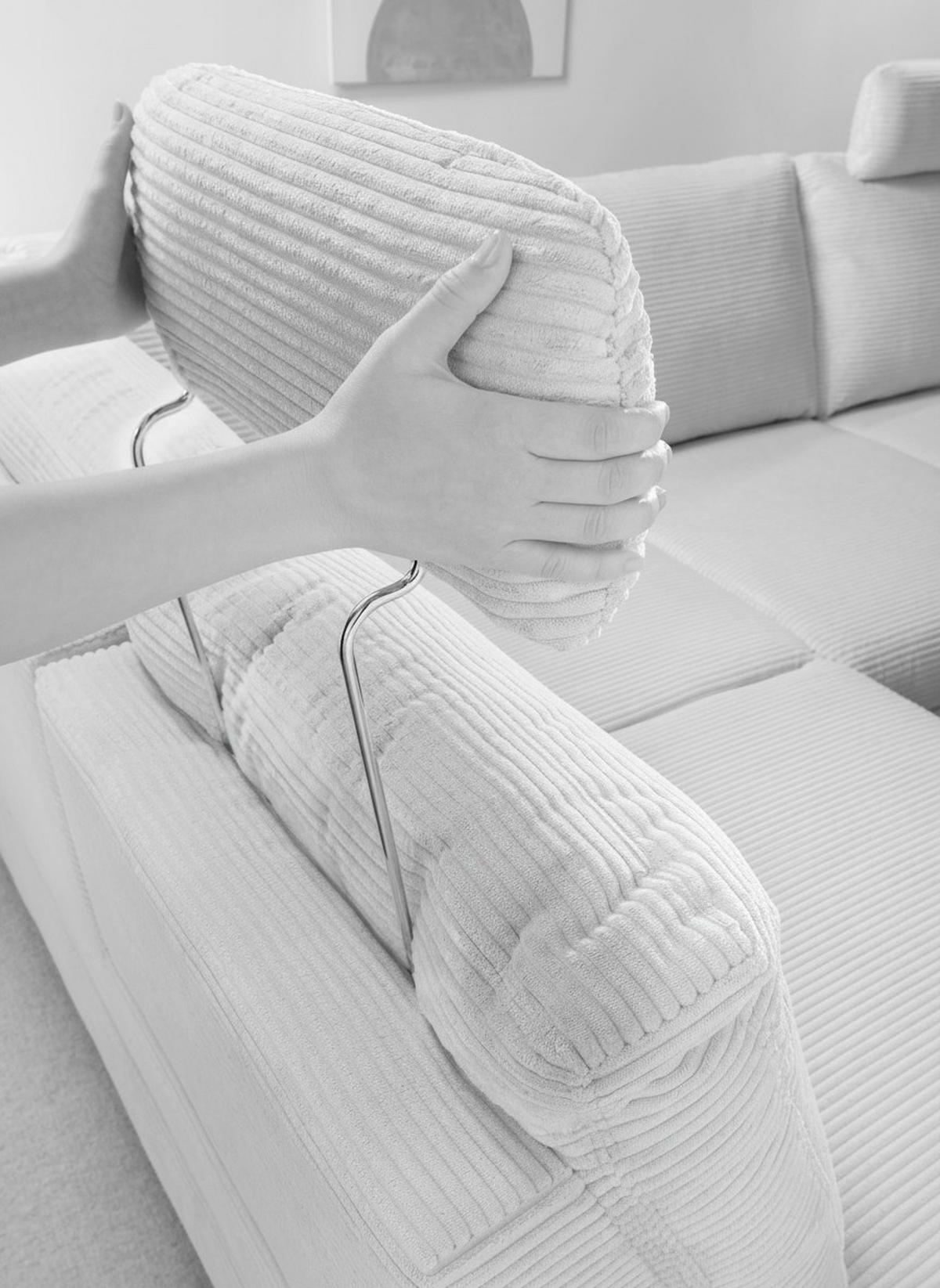 ECKSCHLAFSOFA  in Chenille Rot  - Wildeiche/Rot, MODERN, Holz/Textil (261/206cm) - Livetastic