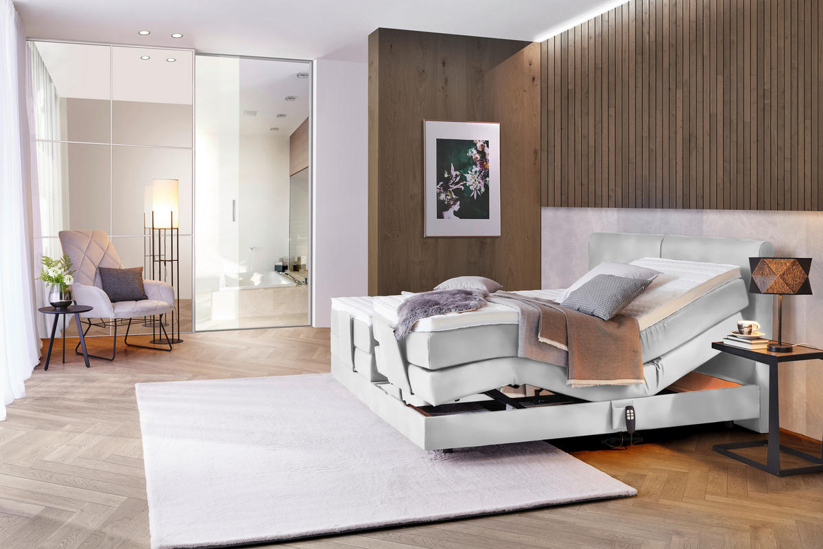 BOXSPRINGBETT 160/200 cm  in Weiss  - Weiss/Schwarz, Design, Kunststoff/Textil (160/200cm) - Hom`in