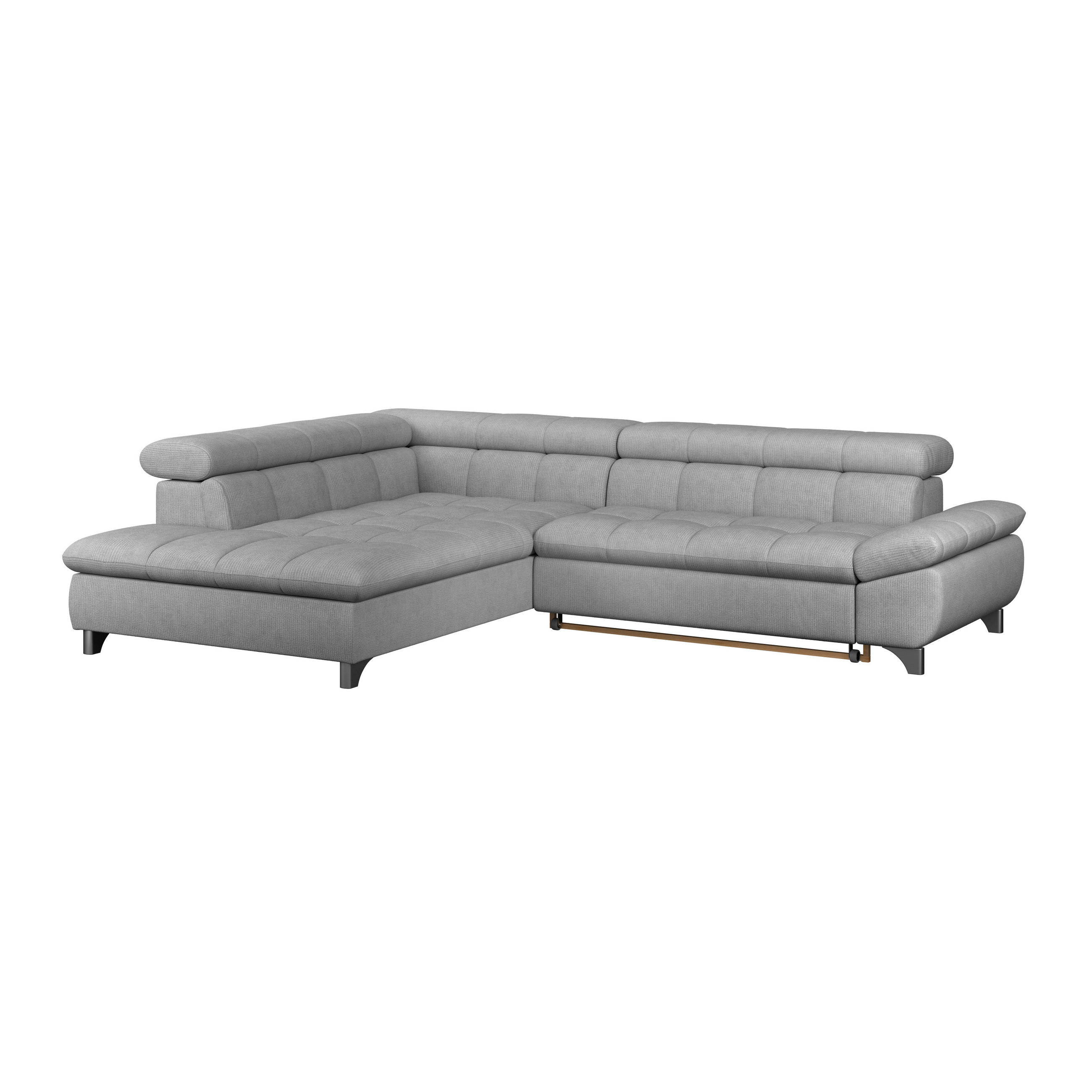 ECKSOFA Dunkelgrau Chenille  - Chromfarben/Dunkelgrau, KONVENTIONELL, Textil/Metall (234/312cm) - Livetastic