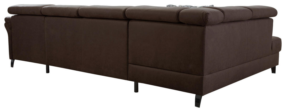 WOHNLANDSCHAFT in Mikrofaser Cognac  - Cognac/Schwarz, Konventionell, Textil/Metall (193/317/165cm) - Sit & More